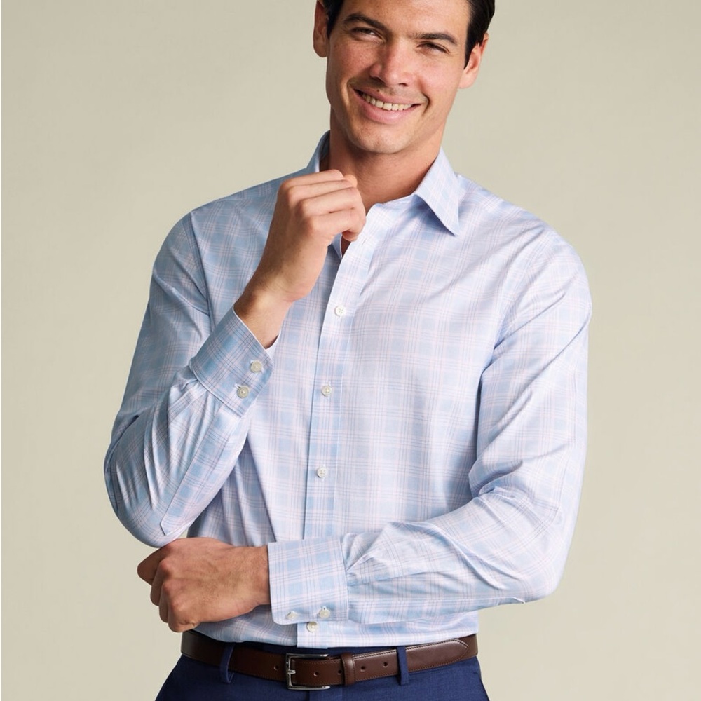 Charles Tyrwhitt Sky Blue Plaid Dress Shirt